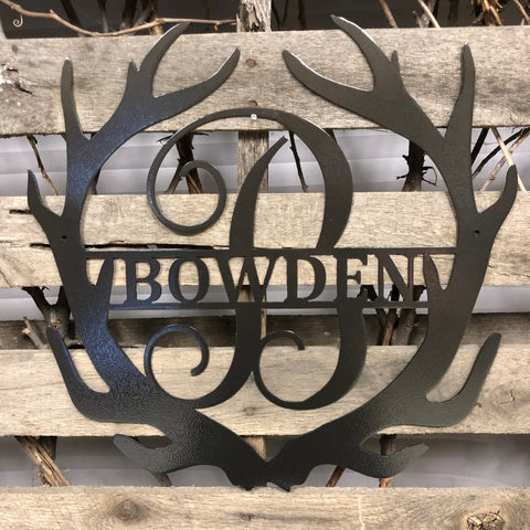 Antler Split Letter Monogram Metal Wall Art - Split Letter Monograms