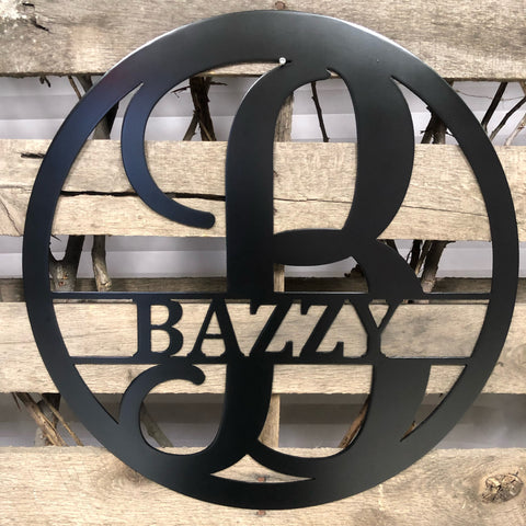 Circle Split Letter Monogram Metal Wall Art