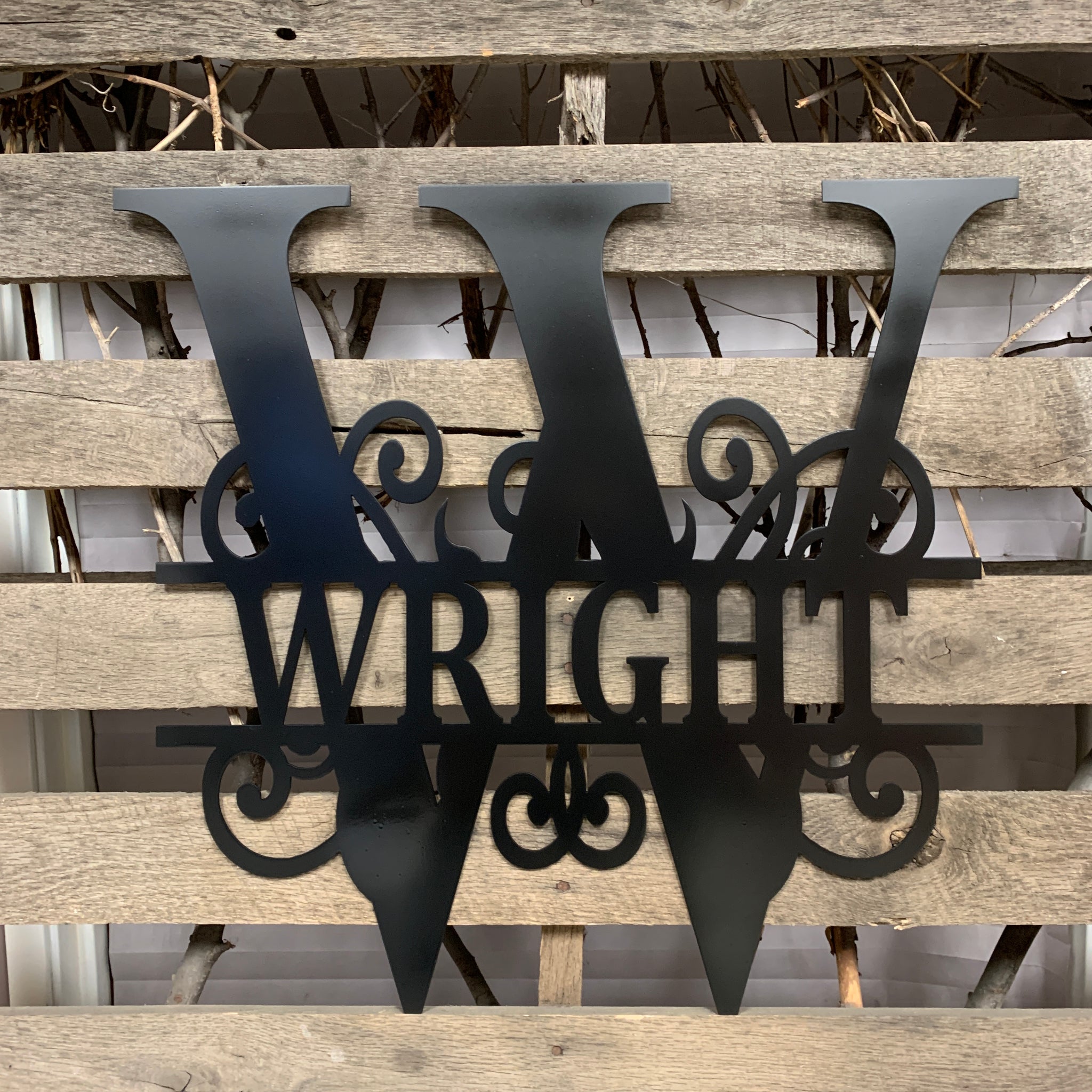 Decorative Split Letter Monogram Metal Wall Art