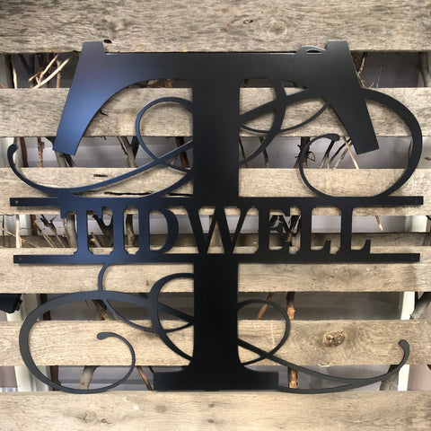 Fancy Split Letter Monogram Metal Wall Art