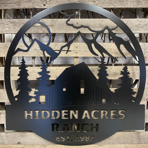 Hidden Ranch Monogram Metal Wall Art