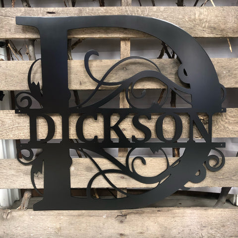 Regal Split Letter Monogram Metal Wall Art